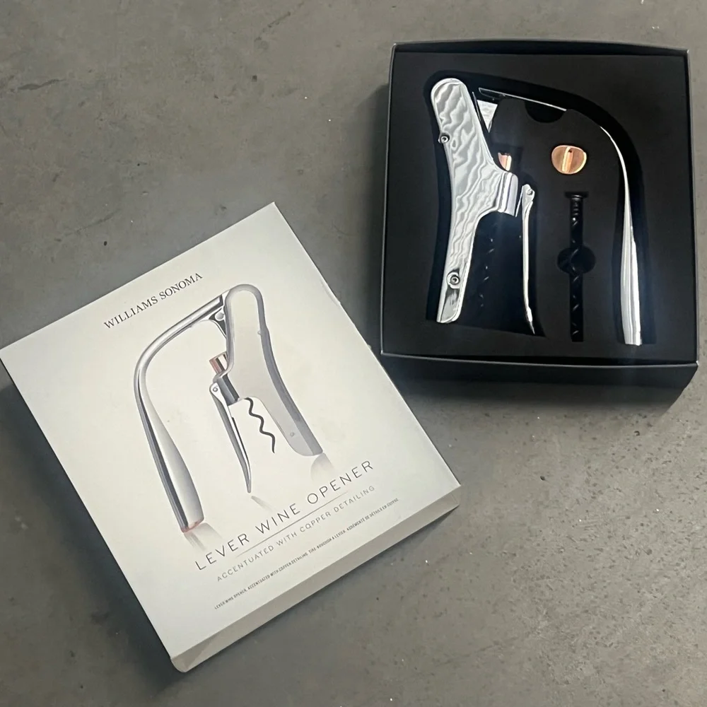 Williams Sonoma Lever Wine Opener Set in Box NWT